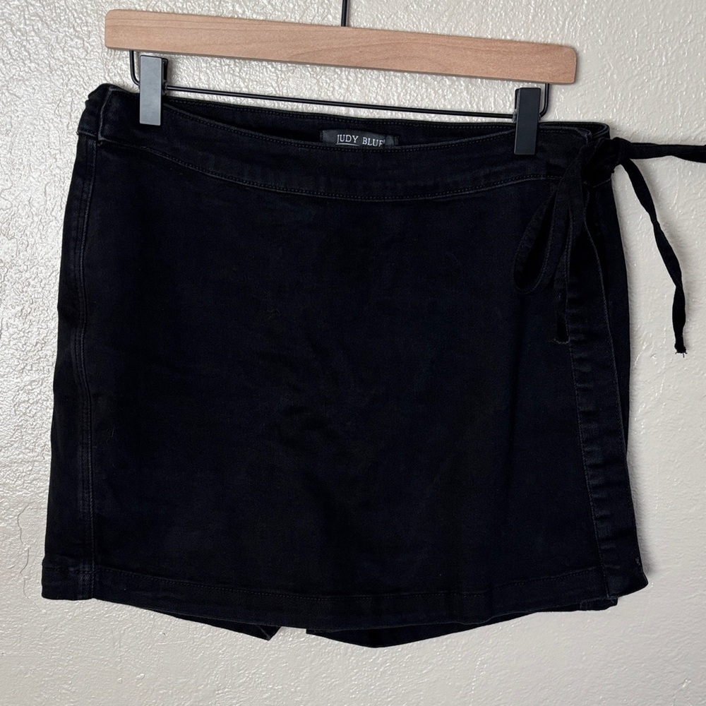 Judy Blue Black Denim Skort for Women Sarong Wrap Style, Stretchy XL